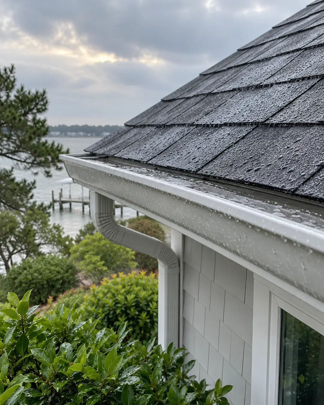 Roof and surrounding trees at a home in Hampton, Virginia