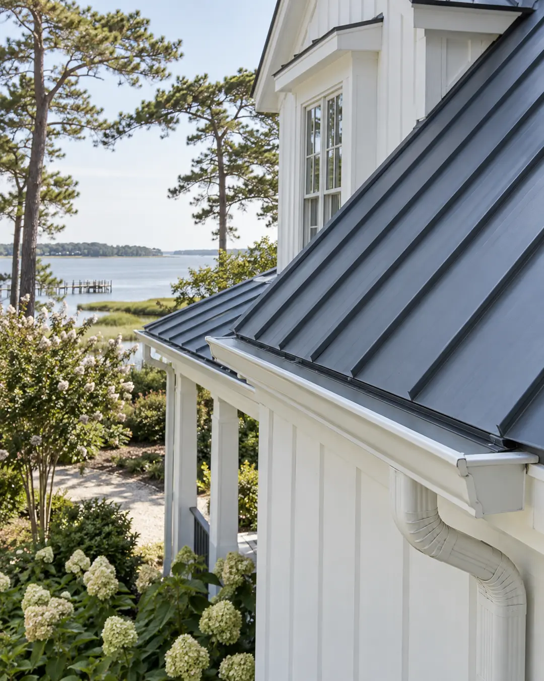 Detail of residential metal roofing materials and roof components
