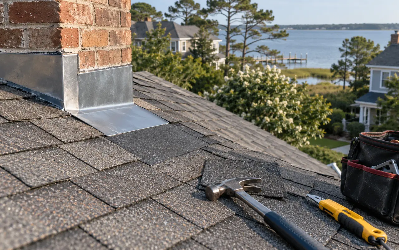 Residential roof repair roof detail